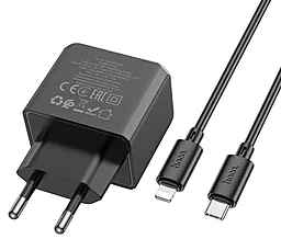 Мережевий зарядний пристрій Hoco CS15A 30w PD USB-C fast charger + USB-C to Lightning cable black