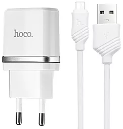 Мережевий зарядний пристрій Hoco C11 1a home charger + micro USB cable white