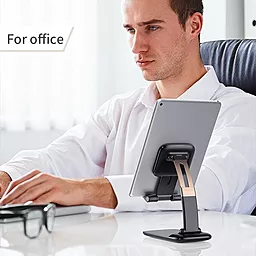 Настольная подставка  ESSAGER Knight Foldable Desk Mobile Phone Holder Stand (Alloy) Black (EZJZM-QS01) - миниатюра 6