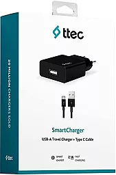 Мережевий зарядний пристрій Ttec SmartCharger 10.5W 2.1A USB-A + USB - C Cable Black (2SCS20CS) - мініатюра 5