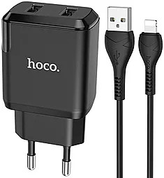 Сетевое зарядное устройство Hoco N7 2.1a 2xUSB-A ports charger + Lightning cable black