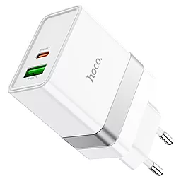 Мережевий зарядний пристрій Hoco N21 30w PD USB-C/USB-A ports charger white