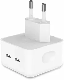 Мережевий зарядний пристрій з підтримкою швидкої зарядки до Apple 35W Dual USB-C Port OEM HQ Copy Power Adapter White - мініатюра 2