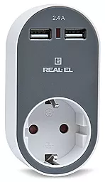 Сетевое зарядное устройство REAL-EL CS-20 2.4a 2xUSB-A ports charger (EU) white/grey (EL123160002)