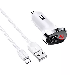 Автомобильное зарядное устройство Borofone BZ15 Auspicious 2.4a 2xUSB-A ports car charger + micro USB cable white