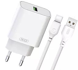 Сетевое зарядное устройство XO L103 18w QC3.0 home charger + USB-C cable white
