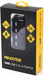 USB хаб Maxxter 4xUSB 2.0 + Adapter 5V 1A Black (HU2A-4P-AC-02) - миниатюра 4