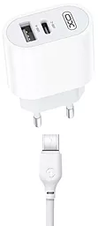 Мережевий зарядний пристрій XO L97 2.4a USB-C/USB-A ports charger + USB-C cable white