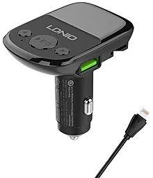 Автомобильное зарядное устройство LDNio C706Q 25w QC3.0 2xUSB-A ports car charger + Lightning cable black