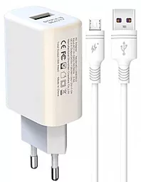 Сетевое зарядное устройство XO L85D 18w QC3.0 home charger + micro USB cable white