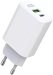 Сетевое зарядное устройство XO L85A 20w PD USB-C/USB-A ports charger white