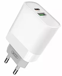 Мережевий зарядний пристрій з швидкою зарядкою XO L64 18w PD USB-C/USB-A ports charger white
