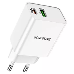 Мережевий зарядний пристрій Borofone BA69A Resource 20w PD USB-C/USB-A ports charger white