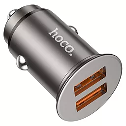 Автомобильное зарядное устройство Hoco NZ1 36w QC3.0 2xUSB-A ports car charger metal grey