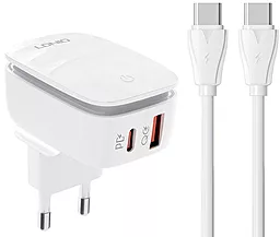 Зарядное устройство с ночником LDNio A2425C 20w PD USB-C/USB-A ports charger + USB-C to USB-C cable white