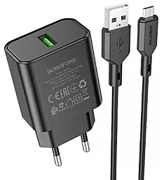 Сетевое зарядное устройство Borofone BA72A Spring 18w QC3.0 home charger + micro USB cable black