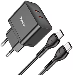Мережевий зарядний пристрій Hoco N29 35w PD 2xUSB-C ports fast charger + USB-C to USB-C cable black