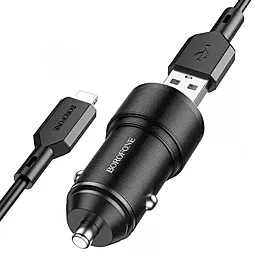 Автомобильное зарядное устройство Borofone BZ19A Wisdom 18w QC3.0 car charger + Lightning cable black