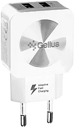 Сетевое зарядное устройство Gelius GU-HC02 Ultra Prime 2.1a 2xUSB-A ports charger white