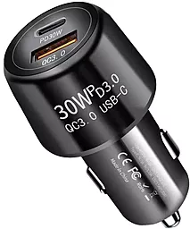 Автомобільний зарядний пристрій XoKo 30w 3a PD USB-C/USB-A ports car charger black (CQC-220-BK)