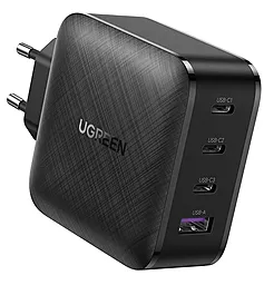 Сетевое зарядное устройство с быстрой зарядкой Ugreen CD224 65w GaN PD 3xUSB-C/USB-A ports fast charger black (70774)