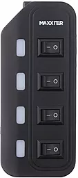 USB хаб Maxxter 4xUSB 2.0 + Adapter 5V 1A Black (HU2A-4P-AC-02) - миниатюра 3