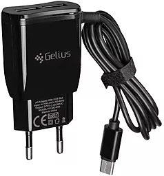 Сетевое зарядное устройство Gelius MC-008 Ultra Edition 2.1a 2xUSB-A ports charger + USB-C cable black