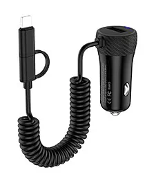 Автомобільний зарядний пристрій Hoco Z21A 2.4a home charger + micro USB/Lightning cable black